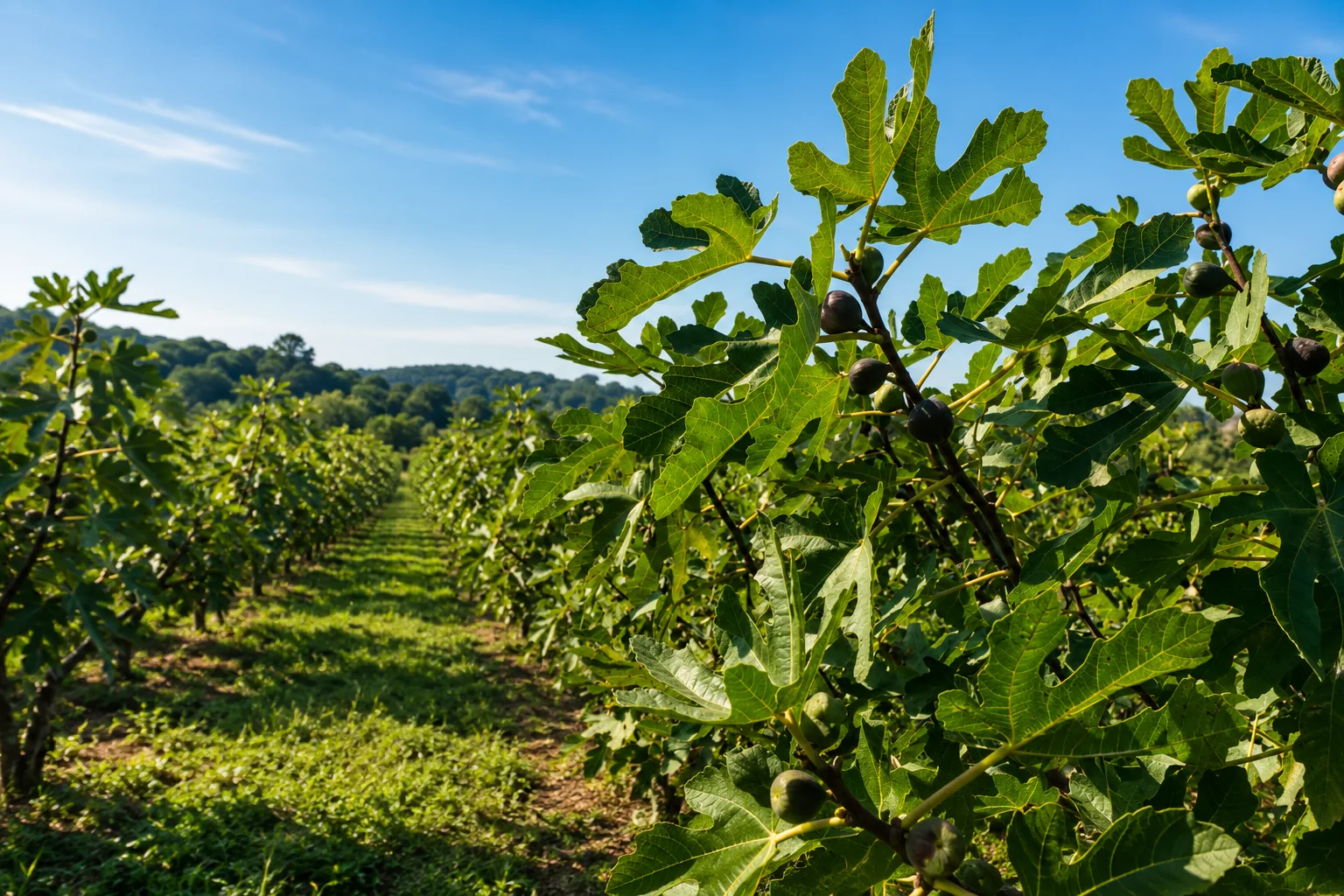 Higueras con frutos creciendo en la huerta de Rancho Ixtla Las Palmas